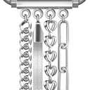 Newlibery Chain Bracelet Band Women Compatible with Apple Watch 42mm(S1/2/3) 44mm 45mm 46mm 49mm Adjustable Fashion Slim Jewelry Strap for iWatch Series 11/10/9/8/7/6/5/4/SE 3/2/1/Ultra1 2 3 Silver A