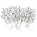 24Pcs Snowy Artificial Pine Needles Branches Twigs 10.6" Fake Frosted Pine Picks Greenery Stems Christmas Pine Tree Picks Winter Fir Pine Sprays Sprigs for Crafts Wreaths Garlands Holiday Decor