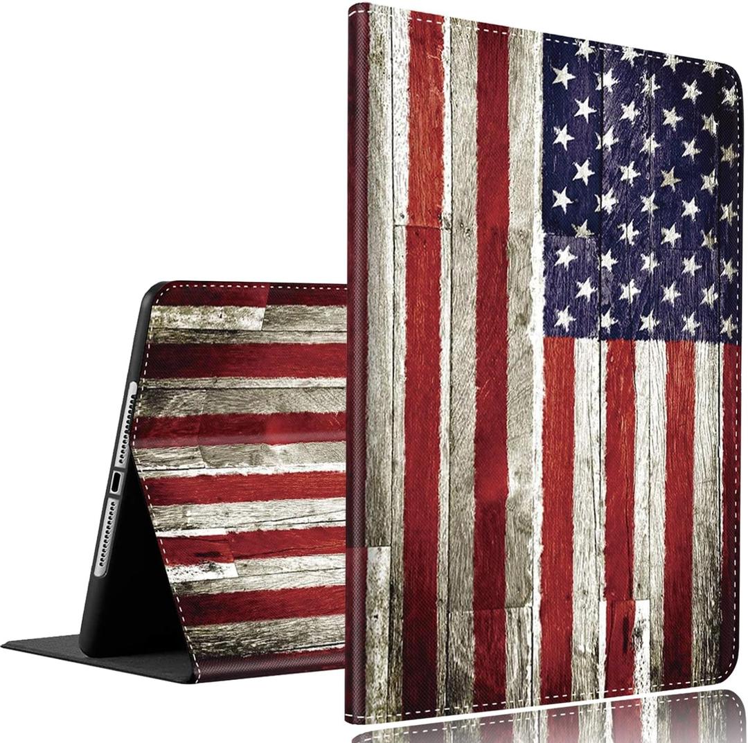 Case for iPad 9th/8th/7th Gen 2021/2020/2019 iPad 10.2 Inch Also Fit iPad Air 3th Gen 2019/iPad Pro 10.5 inch 2017Standing Cover Case with Auto Sleep/WakeVintage American Flag
