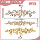 FINGERINSPIRE Rhinestone Applique Golden Sewing Applique 8.67x2.56x0.2inch Crystal Color Wedding Craft Rhinestone Applique Flower Leaves Rhinestone Applique for Wedding Dress Bridal Belt Decor