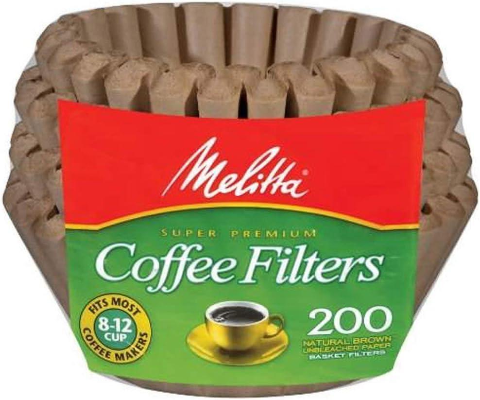 Melitta 62957 8 to 12 Cup Natural Brown Basket Coffee Filters 200 Count 