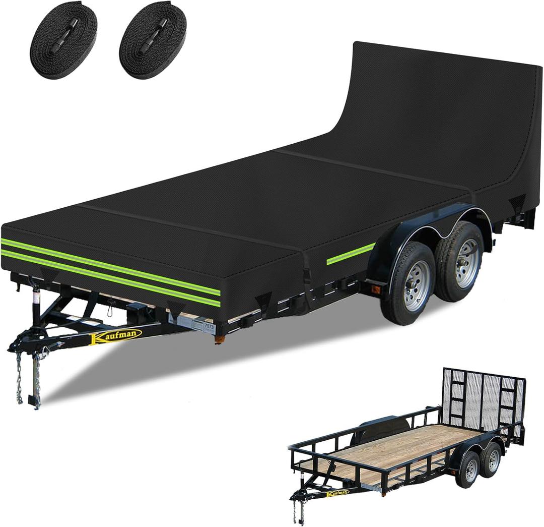 Utility Trailer Cover,600D Oxford Waterproof Full Cover Sun/Rain/Dust/Snow,Protection Utility Trailer Cover with 4 Bayonet Straps Reflective Strips Fits 5 x 8 FT Trailers