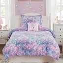Twin Comforter Set for Girls- 3 Pieces Glow in The Dark Mermaid Twin XL Bedding Set with 1 Comforter, 1 Decor Pillow & 1 Pillow Shams