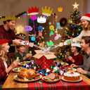 Lulu Home 12 Pack No-Snap Christmas Crackers Set, Party Favors with Hats, Jokes & Small Gifts for Xmas Holiday Dinner Table Decorations and Supplies, Each 6.5" H x 1.4" Dia