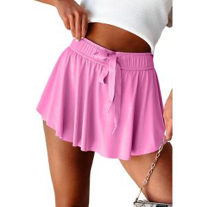 2 Pack EARKOHA Women's Mini Skort Casual Tennis Skirt High Waisted Flowy Athletic Mini Skirt with Shorts (Pink, S)