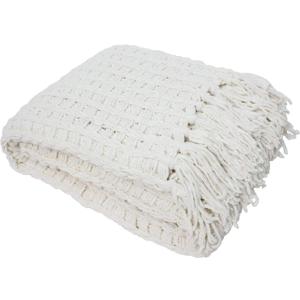 DII Chenille Luxury Thick Woven Throw with Fringe, 50x60, Cream