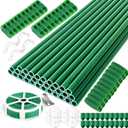 143 Pcs Garden Stakes Set,32 Sets of Fiberglass Plant Stakes Sticks,DIY 3ft 4ft 5ft 6ft 7ft Sturdy Plant Stakes for Tomato Vegetables, Sticks Support for Indoor Outdoor Plants Gardening Supplies