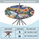 Dragonfly Outdoor Round Tablecloth with Umbrella Hole, Circle Fitted Tablecloths with Elastic 36"-44" Waterproof Oil-Proof Round Outdoor Tablecloth Patio Table Cover for Picnic Camping Party
