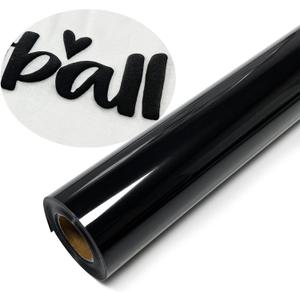 Black Puff Vinyl Heat Transfer12 x 8ft 3D Puff HTV Vinyl, Puffy Iron-On for Fabrics, Perfect for T-Shirts, Bags, Pillows, Compatible with Cricut & Cameo