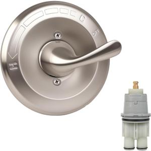 T13020-SS Shower Handle Trim Kit with RP46074 Cartridge, Replacement for Delta Classic 13 14 Series Single-Function Handle Trim Kit,Fit Delta Shower Valve R10000 Series