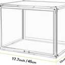 GUDEMAY Large Clear Stackable Plastic Storage Bins with Door, Dustproof Figures Collectibles Display Case, Football & Motorcycle Helmet Showcase, Basketball, Memorabilia Organizer Box (XL, Count, 1)