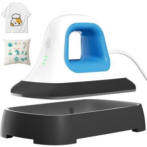Mini Heat Press - 7"x 3.8" Transfer Machine Small Hand held Iron Press Heat for Tshirt and HTV Vinyl Projects,Easy Temperature Control with Safety Base & Auto-Off Feature(Blue)