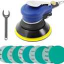 Air Random Orbital Sander by UPWOOD, Pneumatic Palm Sander With 10 Pcs Sandpapers for Auto Body Work, Woodworking (5 Inch)