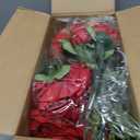 50 Pcs Red Roses Artificial Flowers, Real Touch Velvet Roses Bouquet Fake Flowers Bulk, Artificial Roses with Long Stems for Birthday Gift Women Mom DIY Bridal Wedding Centerpiece Decorations
