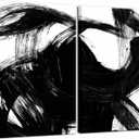 2Pcs Framed Abstract Black and White Canvas Wall Art Minimalist Brushstroke Line Prints Modern Home Gallery Style Painting Posters Picture Bedroom Living Room Office 24x16 Inch Ready to Hang