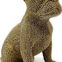 FUNSXBUG 6.5 Inch Resin French Bulldog Statue Dog Figurines Sculpture Collectibles Home Office Desktop Decor Outdoor Garden Display Decoration (Gold)