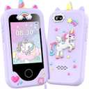 Kids Smart Phone for Girls, Christmas Birthday Gifts for Girls Age 3-10 Kids Toys Cell Phone, 2.8" Touchscreen Toddler Learning Play Toy Phone with Dual Camera, Game, Music Player, 8GB Card Purple