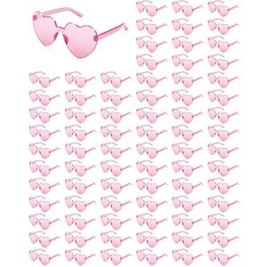 80 Pairs Heart Shaped Sunglasses Bulk, Transparent Heart Glasses for Women Party Favor (Pink)