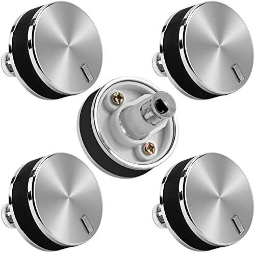 AMI PARTS WB03X24360 Knobs for GE Cooktop Knob Range Stainless Steel, 5 PCS Hardware Handle Set, Easy to Install- Replace Stove knobs WB03X24360, WB03T10259, 4179424, AP5980302, PS11700818