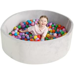 TRENDBOX Extra Large Foam Ball Pit for Toddlers, 47x14 inch Soft Baby Ball Pit with Washable Velvet Cover (Balls not Included)-Grey