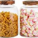 Bekith 1 Pack Large Glass Food Storage Jar with Airtight Wooden Lid, 66 FL OZ(1950ml) Glass Food Canister for Kitchen and Pantry Organization, Storage Containers for Coffee, Rice, Sugar, Flour
