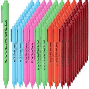 100 Pcs Bible Verse Pens Christian Ballpoint Pens Inspirational Quotes Writing Tool Small Retractable Tiny Black Ink Religious Gifts for Women Men Office School