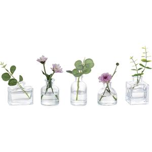 Glasseam Mini Glass Bud Vases: Small Clear Vases for Centerpieces Cute Tiny Flower Vase Set of 5 for Flowers Modern Centerpiece Decor for Wedding Party Dining Room Decoration
