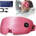 Heated Eye Mask for Dry Eyes - Silk Cordless Warm Eye Compress Moist Heat, Eye Heating Pad for Stye Treatment, Tired Eyes, Sleep, Travel, Washable, Rechargeable, Pink