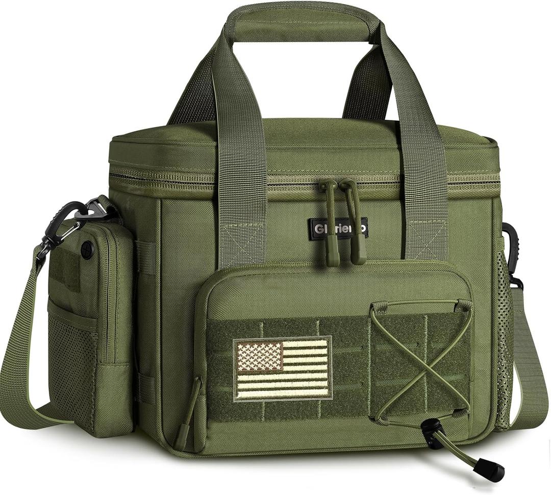 GLORIEROO Tactical Cooler Lunch Box for Men, Outdoor Gifts for Men, 15L Large Heavy Duty Insulated Lunch Bag Waterproof Construction Cooler Lunchbox for Work (Green)