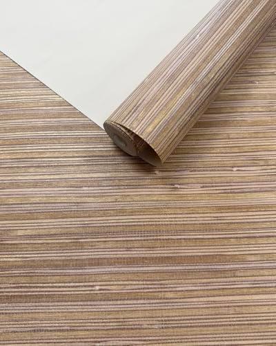 Khaki Grasscloth Wallpaper Tan Brown Faux Grasscloth Textured Gold Woven River Grass Cloth Seagrass Faux Horizontal Double Roll