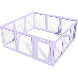 DIY Clear Acrylic Dog Playpen House,Quick Easy Assembly and Disassembly,Strong Floor Suction,Indoor and Outdoor Use,Easy Cleansing Puppy Fence (Purple, 23.6" H, 10PCS)