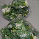 Dolicer 2Pcs 13Ft Artificial Eucalyptus Garlands with Flowers - 8 Roses, Faux Floral Greenery Garlands Fake Flowers Vines for Wedding Table Centerpieces Arch Party Ceremony Backdrop Decor (White)