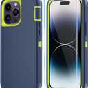 Phone Case for iPhone 14 Pro Case with HD Screen Protector, Heavy Duty Shockproof & DustProof & Dropproof 3-Layer Cover Phone Case for iPhone 14 Pro (6.1'') (DarkBlueGreen)