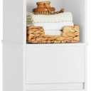 Haotian Bathroom Narrow Storage Cabinet, Slim Tall Freestanding Storing Unit with Shelves, Floor Standing Cupboard, White BZR109-W