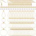 520pcs Gold Earring Beading Hoops Hoop Earrings Findings Brass Circle Round Golden Beaded Hoops Ear Nuts Findings Bulk for Jewelry Making Women DIY Accessories Components Supplies Kits