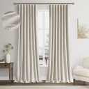 Taupe Linen Blackout Curtains for Bedroom 108 Inch Length 2 Panels Set Back Tab Pocket Neutral Farmhouse Living Room Darkening Curtains Track System Thermal Insulated Black Out Drapes 52x108