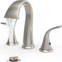 Bathroom Faucets 3 Hole Bathroom Sink Faucet with Pop Up Drain and Water Supply Hoses 8 Inch Waterfall Bathroom Faucet Two Handles for Vanity,Lavatory,Restroom,Commercial,Brushed Nickel