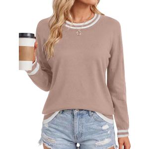 LYANER Women's Crew Neck Long Sleeve Lightweight Knit Pullover Elegant Sweater Shirt (S)