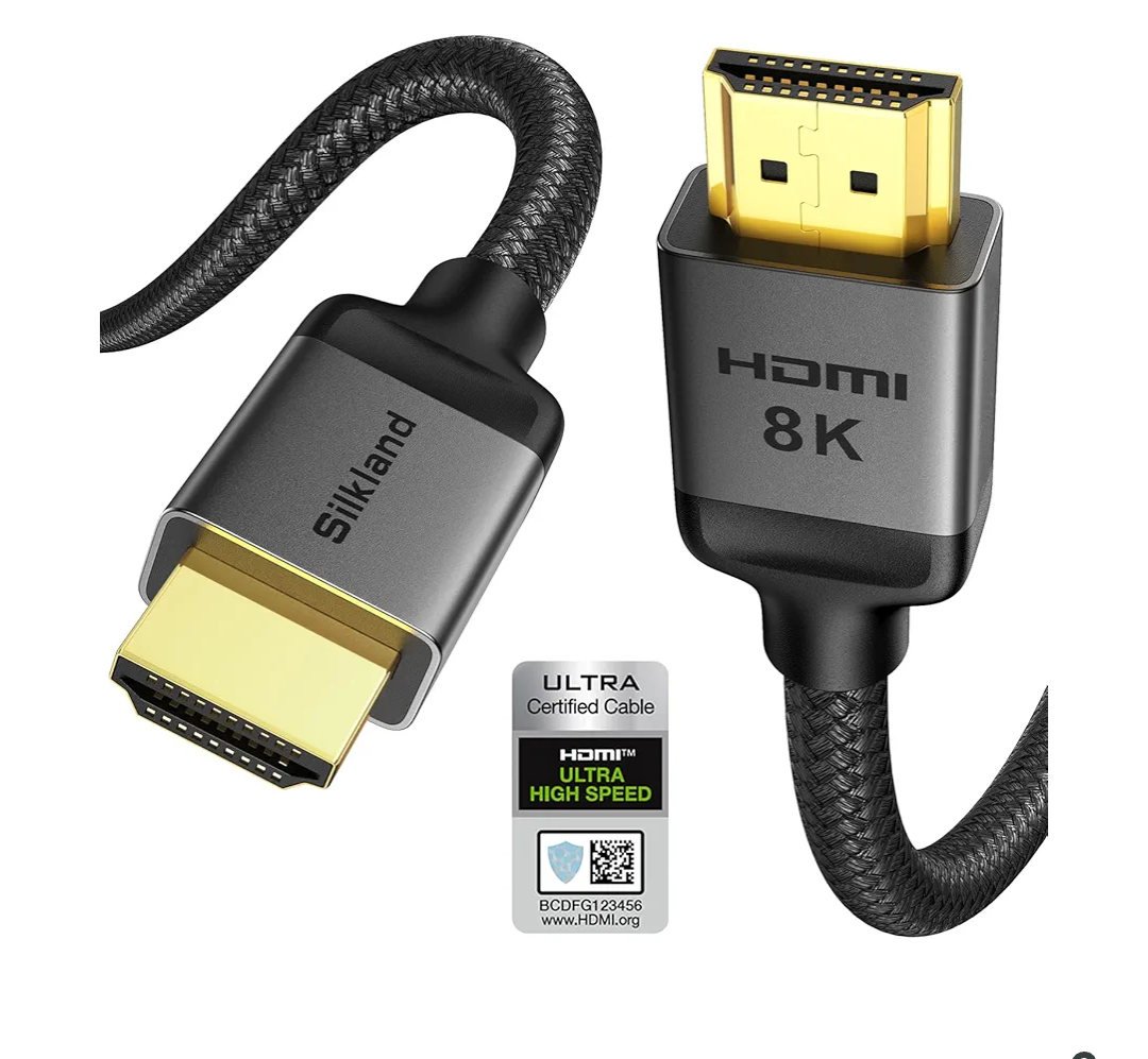 Silkland Certified HDMI 2.1 Cable, [4K@240Hz 144Hz 120Hz, 8K@60Hz] 1440P Ultra High Speed HDMI Cable 48Gbps (Upgrade Braided), HDR10+, eARC, HDCP 2.3, Compatible for Xbox/PS5/PS4/Roku TV-6.6ft