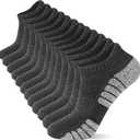 Cotton Cushioned Low Cut Running Socks for Men & Women, Ankle Socks Dark Grey 6 Pairs Arch Support Breathable (Gray)