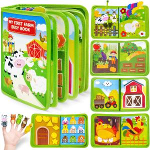 Busy Book for Toddlers 1-3, Montessori Toys for 1 2 Year Old Boy Girl Birthday Gifts, Busy Board Educational Learning Toys for 1+ Year Old, Toddler Airplane Travel Toy Farm Animals Activity Books