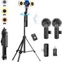 yAyusi Vlogging Kit for iPhone/Android, 70.9" Magnetic Auto Face Tracking Tripod for iPhone with Light, Microphone/Remote Control, Content Creator Essentials Starter Kit for TikTok and YouTube