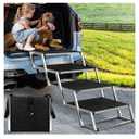 Dog Ramp for Car, Extra Wide Dog Stair for Large Dogs Car, Pet Steps Light Weight Aluminum Foldable Dog Steps for Cars and SUV,High Beds, Trucks, Supports up to 200 lbs