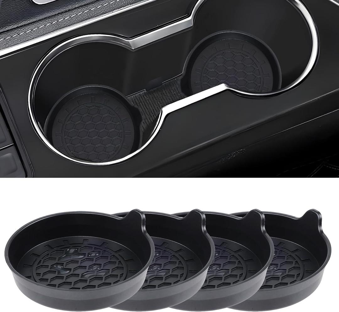 Amooca Automotive Cup Holders Universal Car Cup Coaster Waterproof Non-Slip Sift-Proof Spill Holder Car Interior Accessories 4 Pack Black