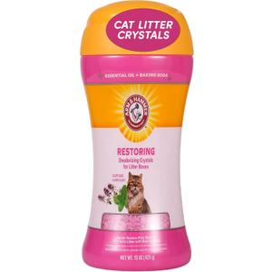 Arm & Hammer Restoring Cat Litter Box Deodorizing Crystals, Clary Sage & Mint Scent - Cat Smell Eliminator for Home, Odor Control, Cat Litter Crystals, Cat Essentials, 15 Ounce