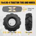 MZREXN 11x4.00-4" Tiller Tire and Wheel 2 Pack, 3/4" Axle Size | 3-1/8" Offset Hub, 4Ply Pneumatic, Compatible with Craftsman & Troy-Bilt Tiller Replacement Tire