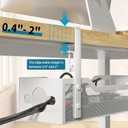 Under Desk Cable Management Tray No Drill, 13.38'' Metal Tray with Clamp for Wire Management, Litwaro Cord Organizer Home Office Damage to Standing Desk, White