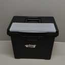 IRIS USA File Box with Lid File Organizer for Letter File w/Organizer-Lid, Plastic Mobile Filing Organizer, Water Resistant Document Box, Portable File Box with Handle, Secure Buckle, Lockable, Black