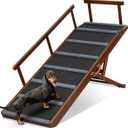 XL Dog Ramp for Bed - 18” Wide, Side Rail, Non-Slip Rubber Surface 47.24" Long, 6 Adjustable Heights, Gentle Slope, Foldable Pet Ramp for Small Large Senior Dogs to Get on High Couch/Car, Holds 200lb