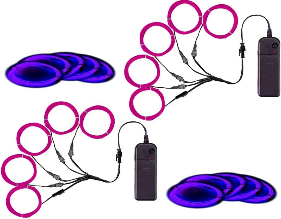 MaxLax EL Wire, Portable Neon Lights EL Wire 5 in 1 Meter, Electroluminescent Wire for Halloween Decoration, Christmas Party, Blacklight Run, DIY Decoration (Purple, 2Pack 5 in1M)
